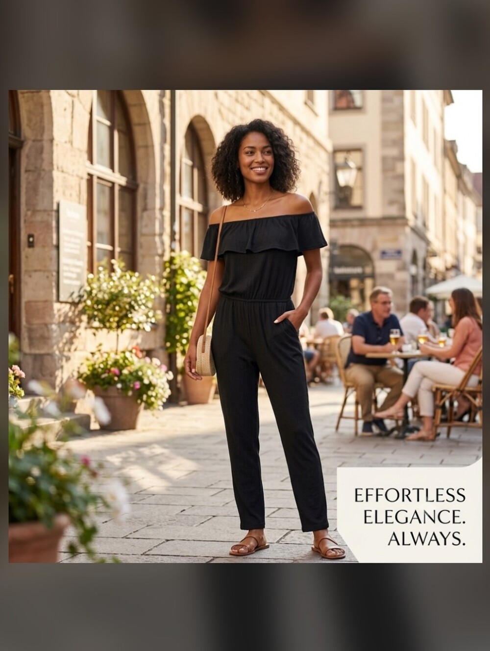 Ralph Lauren Black Off-Shoulder Ruffle Jumpsuit